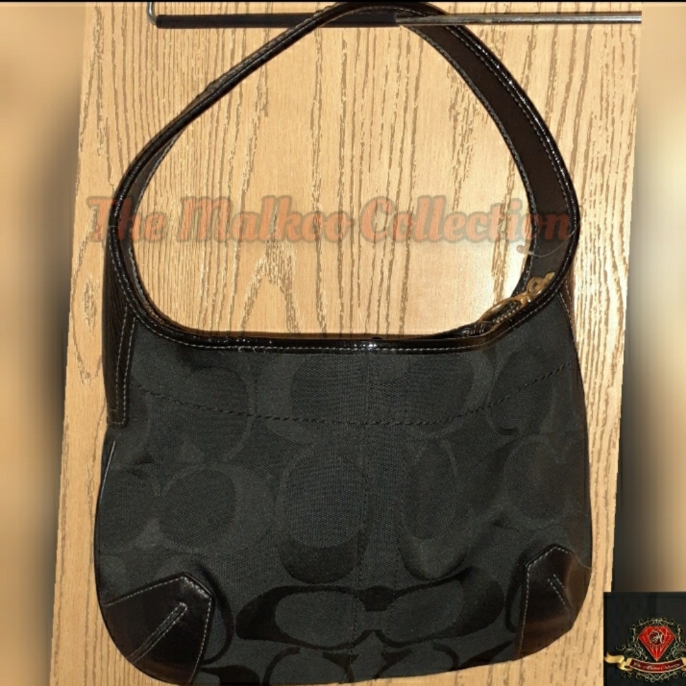 COACH SIGNATURE LEATHER TRIM BAG